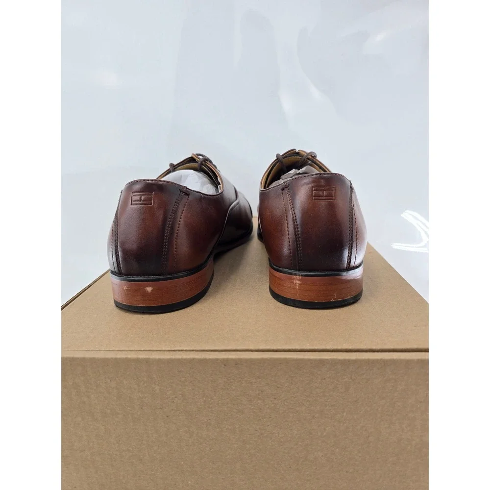 Tommy Hilfiger Saylor Cap Toe Oxford Mens 13 Brown Dress Shoes TMSAYLOR -Good